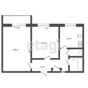 2-к квартира, вторичка, 48м2, 8/9 этаж