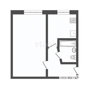 1-к квартира, вторичка, 30м2, 1/5 этаж