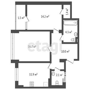 2-к квартира, вторичка, 61м2, 6/9 этаж