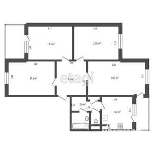 4-к квартира, вторичка, 87м2, 9/9 этаж