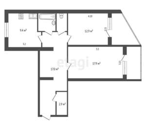 2-к квартира, вторичка, 67м2, 1/9 этаж