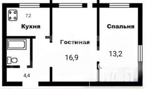 2-к квартира, вторичка, 45м2, 5/5 этаж