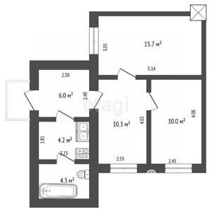 3-к квартира, вторичка, 51м2, 1/2 этаж
