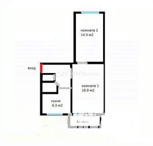 2-к квартира, вторичка, 46м2, 4/5 этаж
