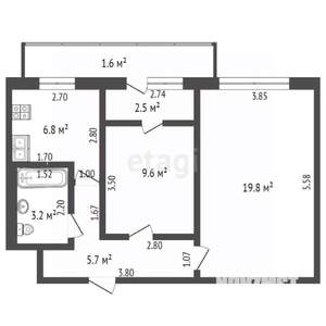 2-к квартира, вторичка, 46м2, 4/5 этаж