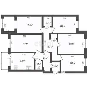 4-к квартира, вторичка, 114м2, 1/10 этаж