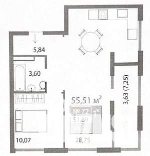 1-к квартира, сданный дом, 56м2, 9/12 этаж