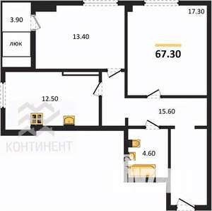2-к квартира, вторичка, 67м2, 10/16 этаж