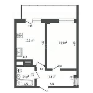 1-к квартира, вторичка, 35м2, 8/9 этаж
