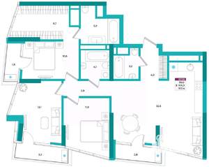 3-к квартира, вторичка, 102м2, 18/24 этаж