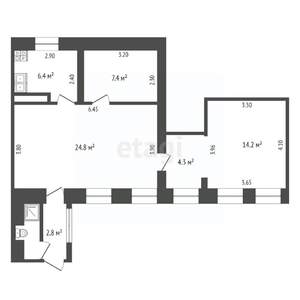 3-к квартира, вторичка, 67м2, 2/2 этаж