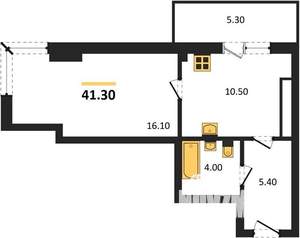 1-к квартира, вторичка, 41м2, 11/16 этаж