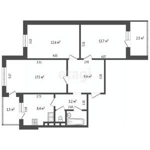 3-к квартира, вторичка, 68м2, 10/10 этаж