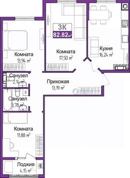 3-к квартира, вторичка, 81м2, 3/9 этаж