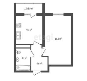 1-к квартира, вторичка, 38м2, 19/19 этаж
