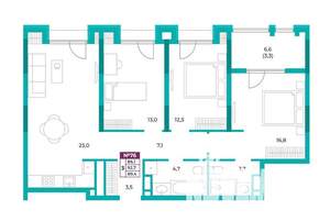 3-к квартира, вторичка, 89м2, 10/20 этаж