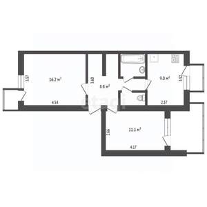 2-к квартира, вторичка, 53м2, 4/5 этаж