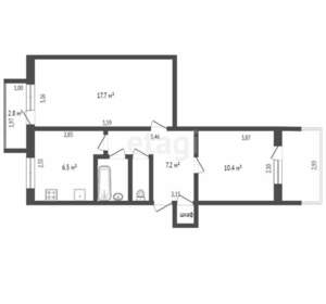 2-к квартира, вторичка, 52м2, 4/5 этаж