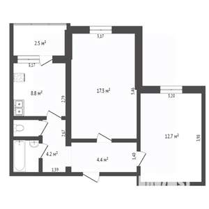 2-к квартира, вторичка, 54м2, 1/10 этаж
