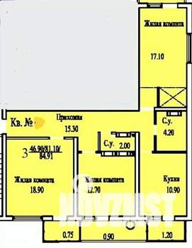 3-к квартира, вторичка, 84м2, 4/9 этаж