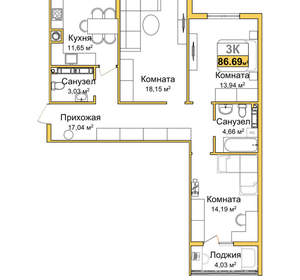 3-к квартира, вторичка, 85м2, 4/16 этаж