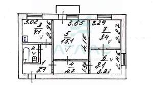 3-к квартира, вторичка, 52м2, 2/2 этаж