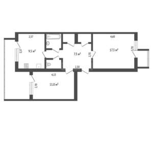 2-к квартира, вторичка, 51м2, 3/5 этаж