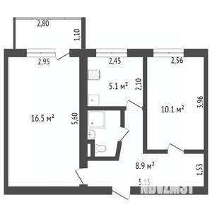 2-к квартира, вторичка, 45м2, 5/5 этаж