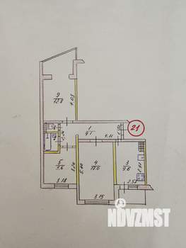 3-к квартира, вторичка, 66м2, 6/9 этаж