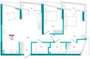 2-к квартира, вторичка, 88м2, 2/24 этаж