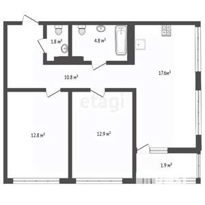 2-к квартира, вторичка, 63м2, 2/17 этаж
