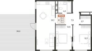 2-к квартира, вторичка, 75м2, 6/8 этаж