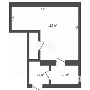 1-к квартира, вторичка, 23м2, 1/1 этаж