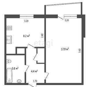 1-к квартира, вторичка, 36м2, 5/9 этаж