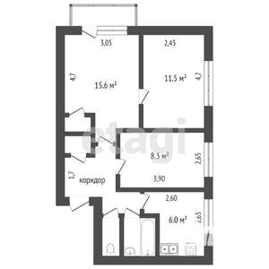 3-к квартира, вторичка, 60м2, 4/5 этаж