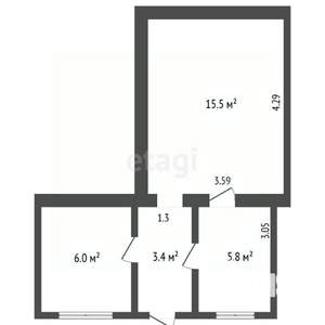 1-к квартира, вторичка, 31м2, 1/2 этаж