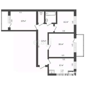 3-к квартира, вторичка, 68м2, 9/9 этаж