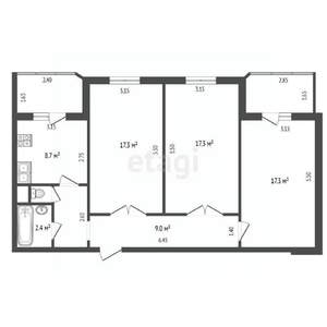 3-к квартира, вторичка, 90м2, 9/10 этаж