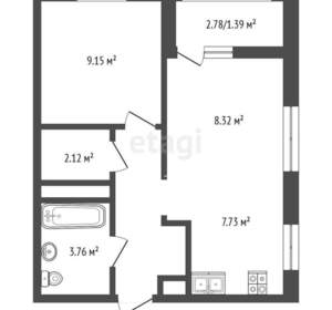 1-к квартира, вторичка, 38м2, 2/13 этаж