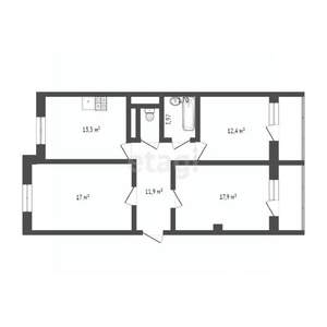 3-к квартира, вторичка, 80м2, 1/12 этаж