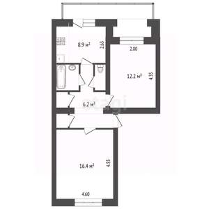 2-к квартира, вторичка, 54м2, 5/5 этаж