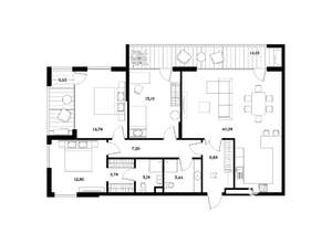 3-к квартира, строящийся дом, 116м2, 3/8 этаж