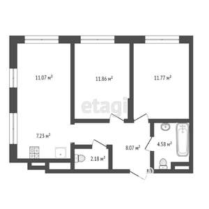 2-к квартира, вторичка, 57м2, 4/9 этаж