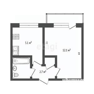 1-к квартира, вторичка, 22м2, 3/5 этаж