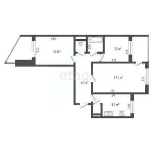3-к квартира, вторичка, 64м2, 3/9 этаж