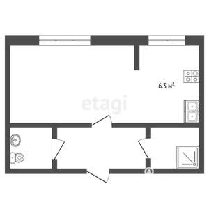 1-к квартира, вторичка, 25м2, 2/5 этаж