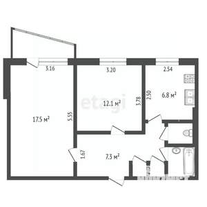 2-к квартира, вторичка, 50м2, 7/9 этаж