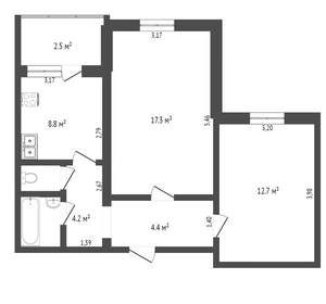2-к квартира, вторичка, 54м2, 1/10 этаж
