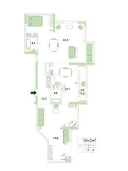 Студия квартира, вторичка, 150м2, 5/22 этаж