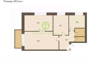 3-к квартира, вторичка, 50м2, 5/5 этаж
